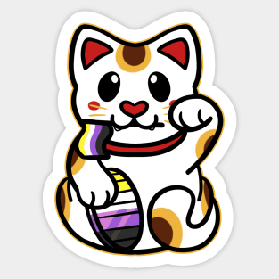 LGBTQ+ Pride Lucky Cat - Nonbinary Sticker